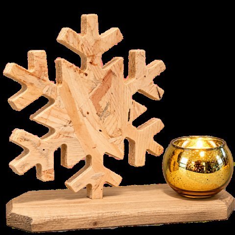 Flocon de neige en bois avec photophore