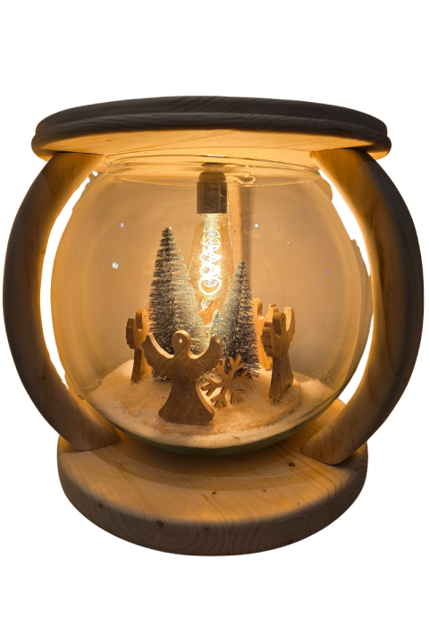 Lampe bois boule de Noël