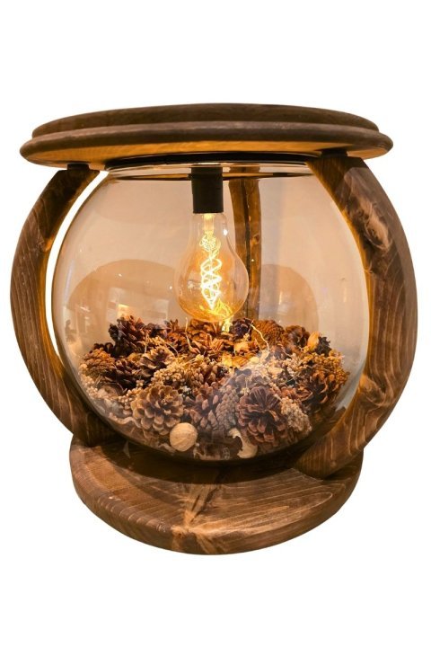 Lampe bol en bois