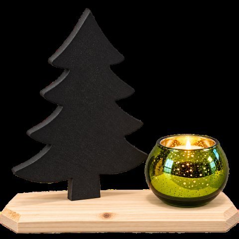 Sapin noir en bois avec photophore