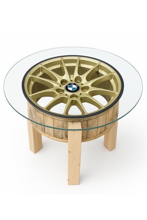 Table basse avec jante recyclée